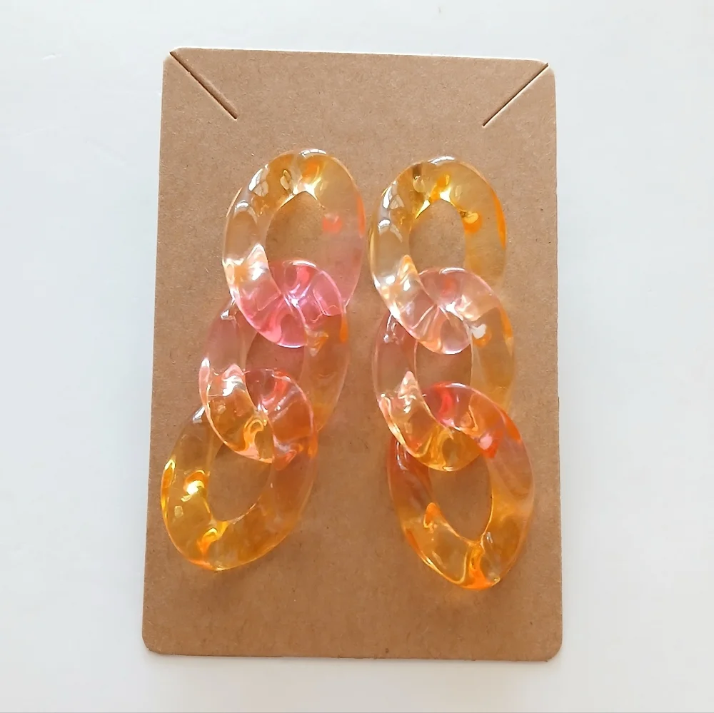 Fashion Jewelry Pink and Orange Earrings - Picture 2 of 4